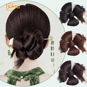 XINFEI Synthetic New Chinese Style Ball Head Flower Bud Head Hanfu Ancient Style Wig Hair Bag Bride Bun Hair Wig Hair Ring