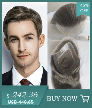 Men's Curly Toupee: 100% Human Hair, Swiss Lace, Brown (#4).