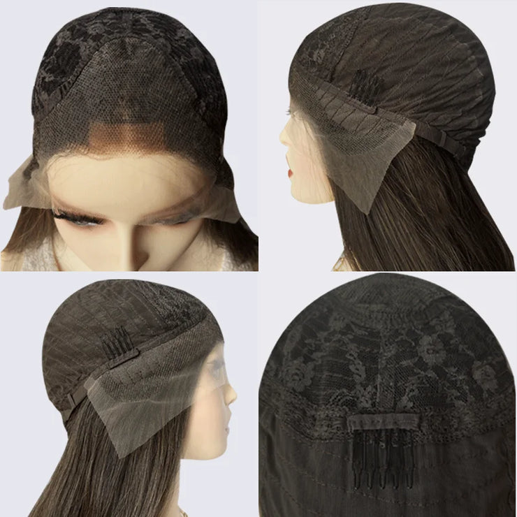 Synthetic Wig Dark Blonde Lace Wig With 13x4 Soft Lace Long Straight Hair Wig With Free Part Use Pre plucked Realistic