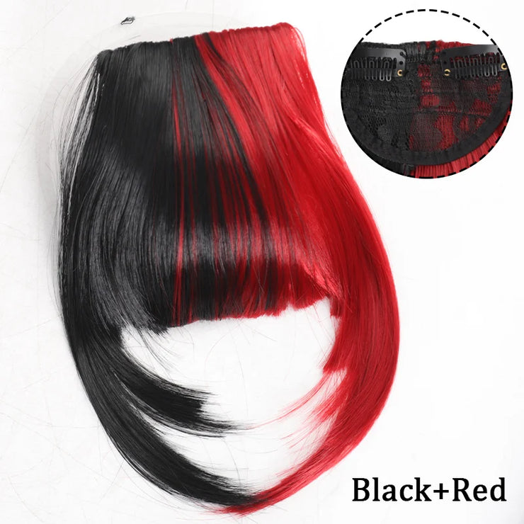 Women's short straight synthetic clip style bangs extend naturally with tassel bangs Wig accessories are suitable for everyone