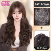 WTB Synthetic Wig Middle Part  Topper Hairpiece with Bangs Clip-In Bangs Extension Natural Invisible Clourse Hairpiece for Women